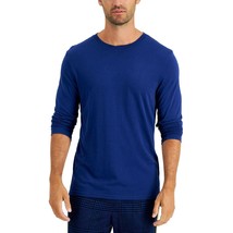 Club Room Mens Chatham Long Sleeves Crew Neck Pajama Top Pomp Blue-Small - $14.99
