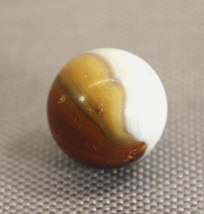 Vintage Akro Agate Tri-Color Patch Marble Opaque White Browns 11/16in Diam. - £7.19 GBP