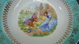 Vintage Porcelain Ashtray with Man 2 Women Victorian Turquoise Gold Bavaria Gay - £3.87 GBP