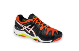 ASICS Mens Sneakers Gel-Resolution 6 Solid Sports Black Orange Size US 6.5 E500Y - £53.49 GBP