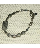 Vintage Bracelet silver beads, Jasper stone, circle connector missing - $13.62 CAD