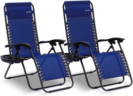 SereneLife Zero Gravity Lounge Chair, Navy Blue - £149.47 GBP