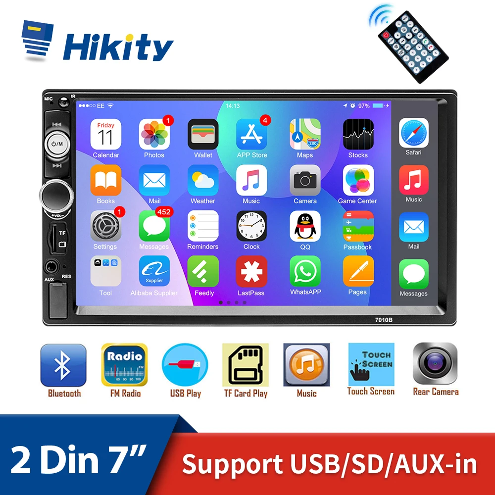 Hikity 2 Din Car Radio 7inch car Multimedia MP5 Player 12V Bluetooth Autoaudio - £41.67 GBP
