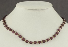 Modern Costume Jewelry EVOKE Choker Necklace Purple Satin Heart Gold Tone Beads - £11.67 GBP