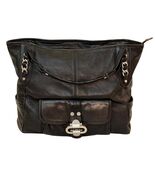 B. Makowsky Black Leather Slouchy Tote Bag Silver HW Chain Strap Leopard... - $47.71 CAD