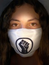 Black Lives Matter Reusable Face Mask BLM Multi Layer Mouth Cover White - $8.17
