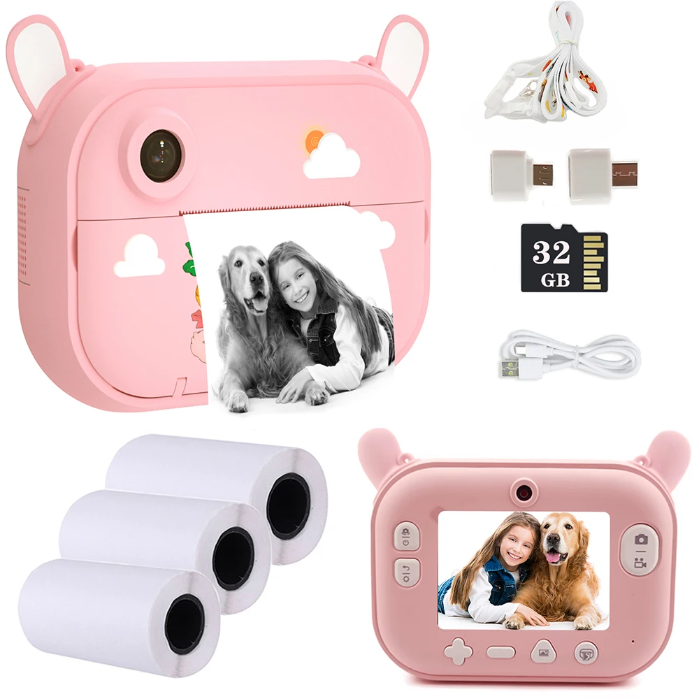 Kids Camera Instant Print Photo 1080P Video Digital Thermal Printing Camera Toy - £15.36 GBP+