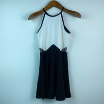 Sally Miller Couture Girls L 12 White Black Sleeveless Halter Dress Defe... - $19.59