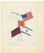 Group of Colonial Flags No 2 Print Addie G Weaver 1898  - £13.93 GBP