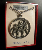 Bicentennial Spirit of Seventy Six Necklace Die Cut Silver Color Original Box - £12.57 GBP