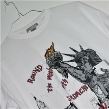 Round The World With Jordache - T-SHIRT - Size M - Vgc = White - Rare Graphics - £15.81 GBP