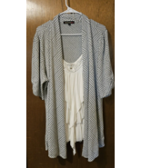 Heart Soul Two Fer Top Womens Plus Size 3X Gray White Stripes - $25.42 CAD