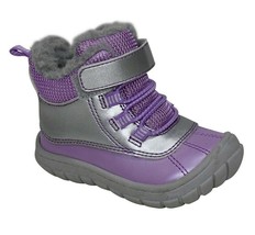 Wonder Nation Girls Infants Faux Fur Lined Duck Boots Size 6 Purple Silver NEW - £11.89 GBP