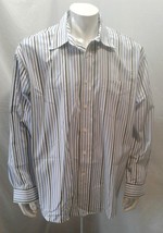 Tommy Hilfiger Blue Green Striped Long Sleeve 80&#39;s 2 Ply Button Down Shi... - $150.53 MXN