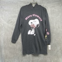 Peanuts Girls Snoopy Woodstock Gray &amp; Pink More Flowers Dress w/ Hood XS... - £8.14 GBP