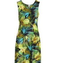 Green &amp; Blue Tropical Palm Sleeveless Dress - £15.49 GBP