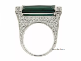 Two Elongated Rectangular Cut 12.05CT Tourmalines &amp; Old White CZ Edwardian Ring - £530.89 GBP