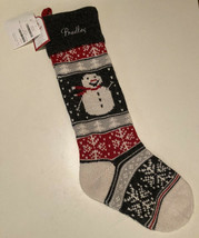 Pottery Barn Kids BRADLEY Christmas Natural Fair Isle Stocking Snowman G... - £13.67 GBP