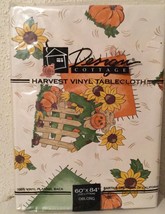 Design Cottage HARVEST Vinyl Flannel Backed Tablecloth NEW - Oblong 64&quot; x 84&quot; - £14.34 GBP