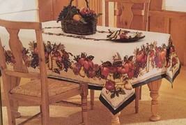 Festive Setting New England Gathering Fabric Tablecloth New   Oblong 64&quot; X 84&quot; - £14.38 GBP