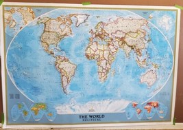 National Geographic Society THE WORLD MAP Physical Political 1994 43 x 30 inches - £7.98 GBP