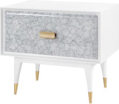 Side Table BUNGALOW 5 ELISA Gray Lacquer Brushed Brass Eggshell Drawer Fronts - £1,741.79 GBP