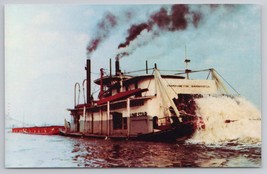 LeClaire Iowa Steamer Lone Star on Upper Mississippi River 1960s Vintage Postcar - £10.79 GBP