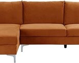 Modern Velvet L-Shape Sectional Sofa, With Extra Wide Chaise Lounge Couc... - $1,174.99