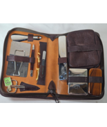 Vintage Men&#39;s Vanity Grooming Kit Leather Case 10 Piece Set Made in Germany - $39.95