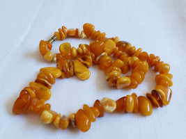 VTG Baltic Russian natural raw genuine Amber nugget 22&quot; strand necklace - £141.39 GBP