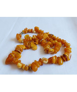 VTG Baltic Russian natural raw genuine Amber nugget 22&quot; strand necklace - £141.92 GBP