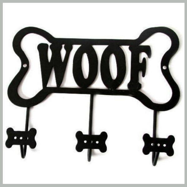 Black Metal Dog Bone Woof Leash Holder Wall Rack Keys (BN-RCK201) - $12.00