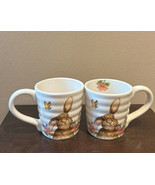 Coffee Mugs Set Of 2 Cups New Easter Bunny Floral Spring Pattern Butterf... - £29.08 GBP
