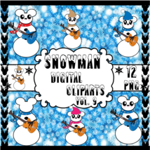 Snowman Vol. 9-Digital Clipart,Christmas,Craft,Holiday,Snow,Scarf,Bow,Hat - £0.99 GBP