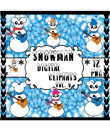 Snowman Vol. 9-Digital Clipart,Christmas,Craft,Holiday,Snow,Scarf,Bow,Hat - $37.30 MXN
