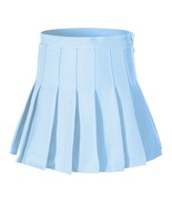 Women&#39;s High Waist Solid Pleated Mini Tennis Skirt (XL, Light blue) - £21.35 GBP