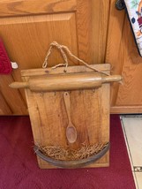 Antique PRIMITIVE KITCHEN TOOL DISPLAY Wood Cutting Board Dough Bowl Rol... - $79.20