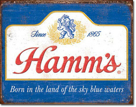 Hamm&#39;s Sky Blue Waters Beer Bar Pub Drinking Beers Alcohol Humor Metal Sign - $19.95