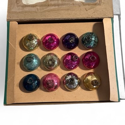12 Shiny Brite Box Vintage Christmas Ornaments Small Solid Assorted Colors Item image 4