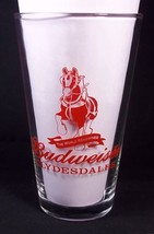 Budweiser Clydesdales pint glass red on clear NEW - $9.26
