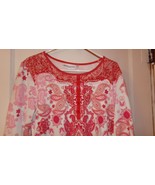 REBBECA MALONE BLOUSE PINK PAISLEY FLORAL W/GLITTER SIZ PXL - $259.71 MXN
