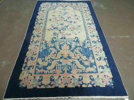 4&#39; X 7&#39; Antique Handmade Chinese Fette Peking Art Deco Wool Rug Butterfly Dragon - £1,182.68 GBP