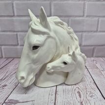 Vintage Napcoware Japan Ceramic White Horse &amp; Fowl  Mare  Bookend - $23.70