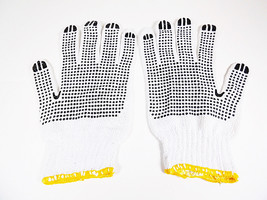 6 Pairs Rubber Dot Grip Work Garden Gloves Mens Womans Pair White Cotton Beaded - £8.29 GBP