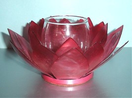 Dept. 56 Pink Lotus Flower Petals Votive Tea Light Candle Holder 6.25&quot;W New - £14.87 GBP