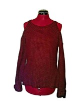 Hippie Rose Sweater Pullover Burgundy Women Cold Shoulder Side Split Siz... - $30.10
