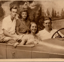 c1940 RPPC Original Studio Shot Two Couples in a Car Prop Photo EKC Postcard - £39.93 GBP