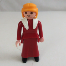1987 Geobra Playmobil Victorian Woman In Red Dress 2.75&quot; Toy Figure - £8.54 GBP