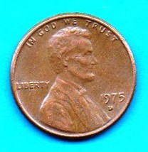 1975 D  Lincoln Memorial Penny- Circulated -Light wear - £0.00 GBP