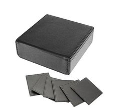Personalised Set of 6 Black Leather Coasters in Matching Magnetic Closure Box -  - £29.39 GBP